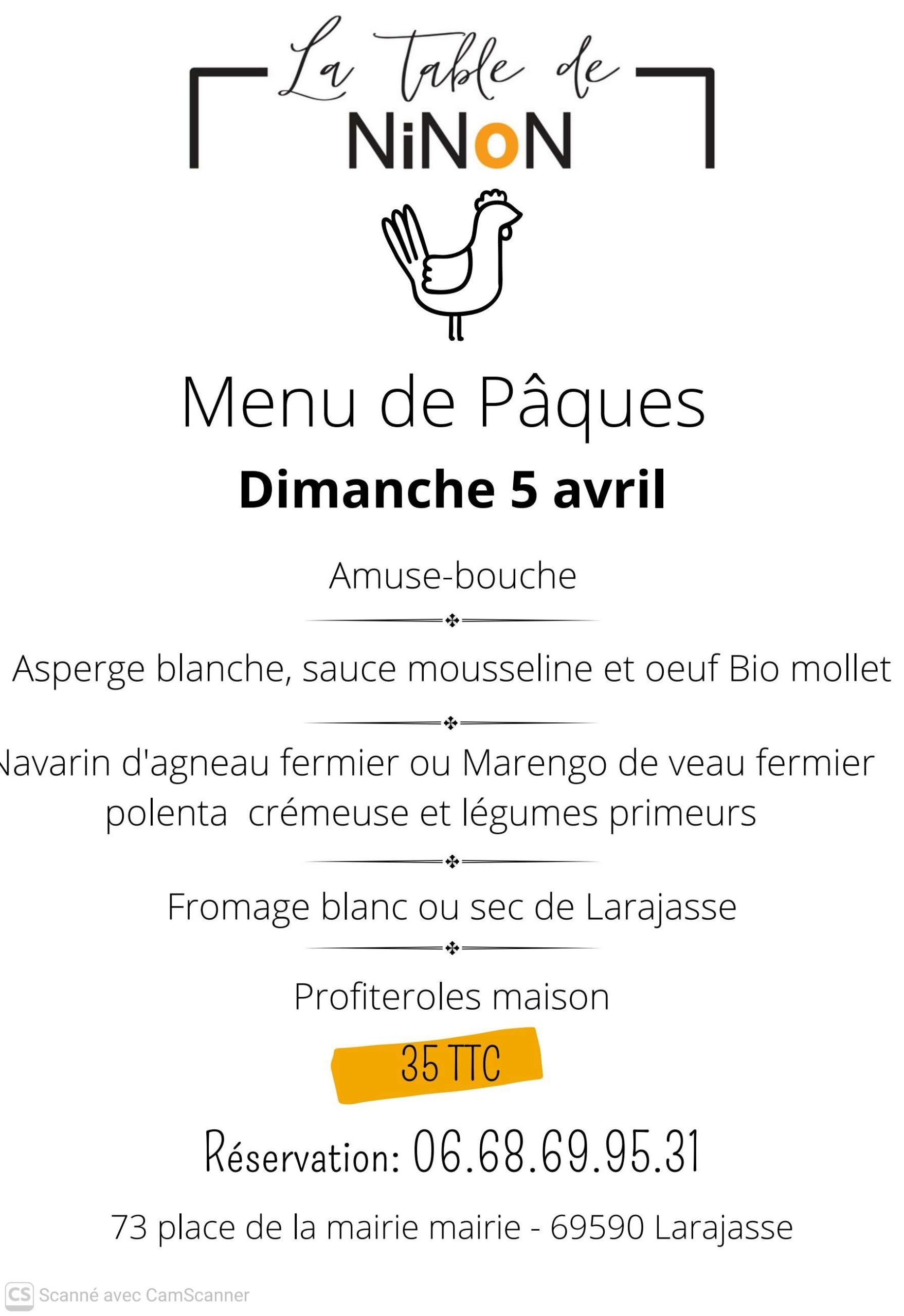 Menu pâques 